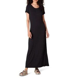 Amazon Essentials Women's Short-Sleeve Maxi Dress, Flowy, Black, XX-Large